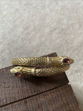 Stella & Dot Gold Snake Cuff with Garnet-Colored Eyes